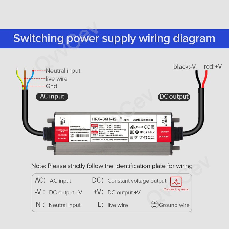 36w 60W 100W 150W 200W LED Driver DC 12V 24V IP67 กันน้ํา Transformers ...