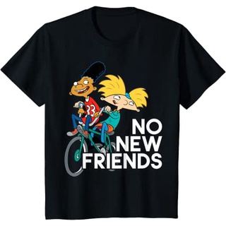 เสื้อยืดอินเทรนด์ผู้ชายอินเทรนด์ผู้หญิงเสื้อยืด ลาย Nickelodeon Hey Arnold สําหรับเด็ก เสื้อยืด No New FriendsS-3XL
