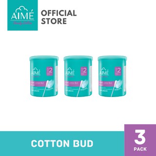 AIME Cotton Bud 100sticks, เอเม่ คอตตอนบัตหัวกลม ก้านกระดาษนำเข้าจากญี่ปุ่น (3กล่อง) (100ก้าน/กล่อง)