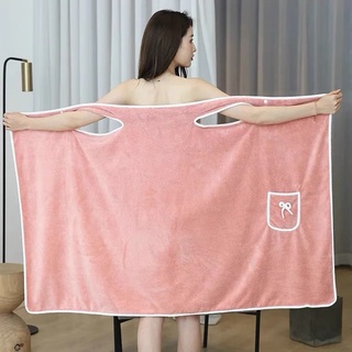 เสื้อคลุมอาบน้ํา ผ้าฝ้ายแท้ แบบหนา ดูดซับน้ำ ✔ผ้าหนานุ่ม ✔ซับน้ำได้ดีWearable bath towel