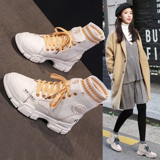 🔥Ready stock！ รองเท้าบูทมาร์ตินใหม่ปี 2020 นักเรียนหญิงเวอร์ชั่นเกาหลีของฤดูใบไม้ร่วงและฤดูหนาวสีแดงสุทธิบวกกำมะหยี่รอง