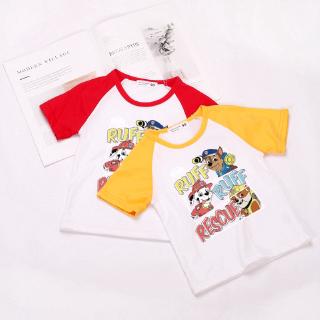 สินค้า Paw Patrol เด็กทารก 6 สีเสื้อผ้าเด็กผ้าฝ้ายแขนสั้นเสื้อยืดระบายอากาศด้านบน