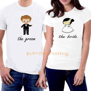 SOLD PER PIECE Couple Shirt Bride and Groom White Tshirt Tees Wedding Prenup Pre-nuptial Shirt