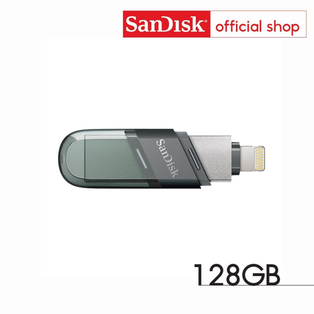 ภาพหน้าปกสินค้าSanDisk iXpand Flash Drive Flip 128GB (SDIX90N-128G-GN6NE) แฟลชไดร์ฟใช้สำหรับ iPhone และ iPad