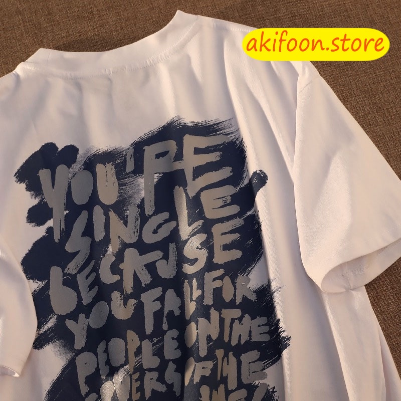 akifoon-พร้อมส่ง-2319-amp-เสื้อยืดแขนสั้นสไตล์เกาหลี-เสื้อนักเรียนสีขาว-แฟชั่นสไตร์เกาหลี-เสื้อลายตัวอักษร-เสื้อโอเวอร์ไซส์