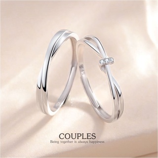สินค้า s925 Couples ring 22 แหวนคู่รักเงินแท้ My happiness is you สื่อกลางแทนความรักสองเรา ปรับขนาดได้