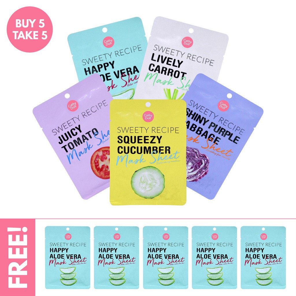 cathy-doll-sweet-recipe-mask-sheet-มาร์คหน้า-เคที่ดอลล์-สวีทตี้เรซิพี-4-สูตร-มาร์คหน้าใส-ผิวนุ่มชุ่มชื่น-จาก-kamart