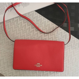 🎀 (สด-ผ่อน) กระเป๋าสะพาย สีแดงอมส้ม BRIGHT CARDINAL F30256 HAYDEN FOLDOVER CROSSBODY CLUTCH