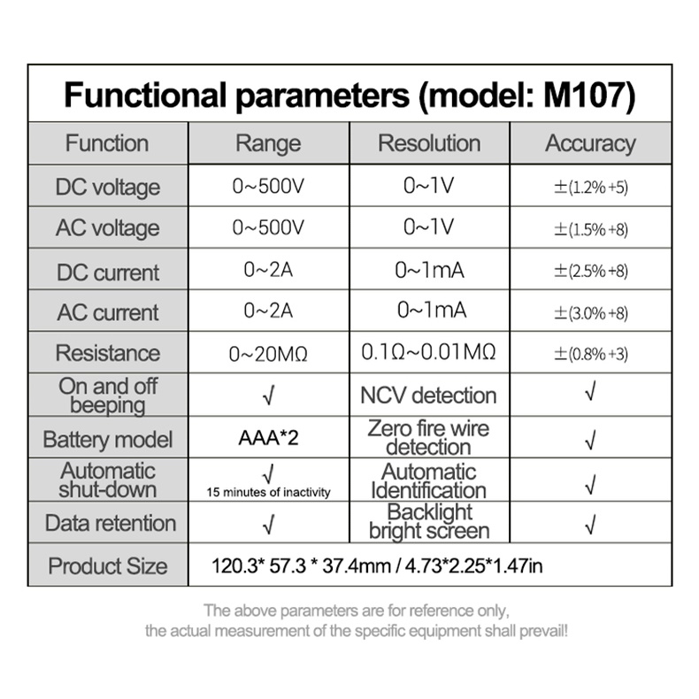 aneng-m107-มัลติมิเตอร์ดิจิทัล-ขนาดเล็ก-4000-counts-เครื่องทดสอบอัตโนมัติ-มัลติเมตร-ทดสอบมืออาชีพ-ทดสอบไฟฟ้า-มัลติเมโทร-ทดสอบ