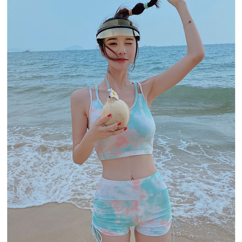 โปรลด-สินค้าพร้อมส่ง-ชุดว่ายน้ำเซ็ต3ชิ้น-พร้อมเสื้อคลุม-สีพาสเทลสดใส-เก็บหุ่นทรงสวย-sku-210010
