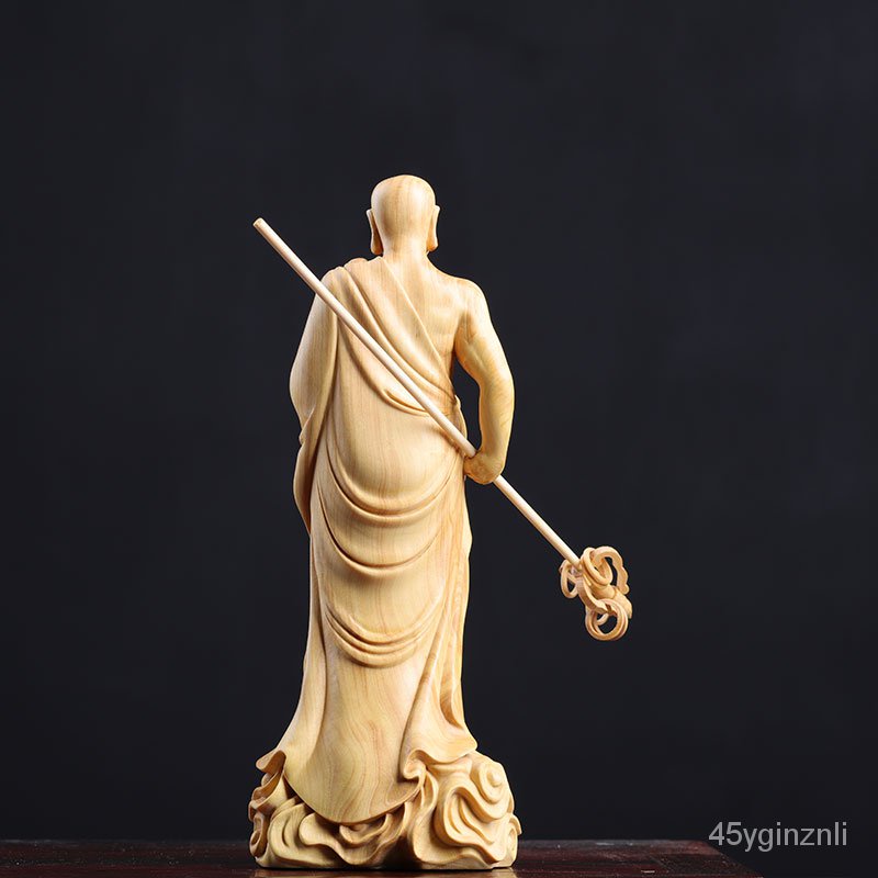 ไม้แกะสลักไม้-boxwood-ksitigarbha-พระโพธิสัตว์รูปปั้นไม้แกะสลักรูปปั้นพระพุทธรูปตกแต่งบ้านเครื่องประดับงานฝีมือฮวงจุ้ย-e