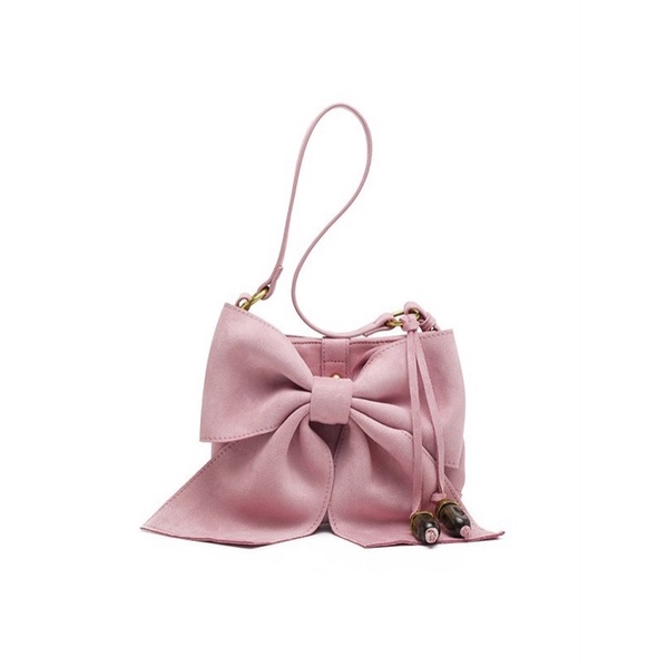fashion-กระเป๋าสะพายไหล่-ประดับโบว์ขนาดใหญ่-สีชมพู