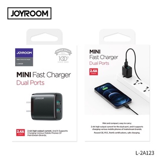 ❤❤หัวชาร์จ 2  USB  ยี่ห้อ JOYROOM L-2A123 กำลังไฟ 12W mimi Fast Charger 💥สินค้ามีประกัน💥