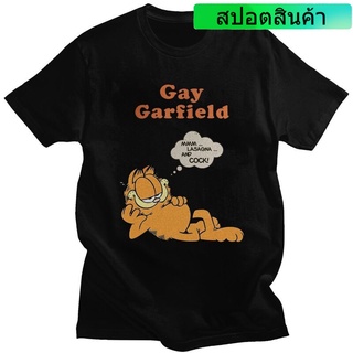 เสื้อยืดผ้าฝ้ายพิมพ์ลายขายดี เสื้อยืดแขนสั้น พิมพ์ลายแมว Gay Garfield Fun สไตล์วินเทจ เรโทร สําหรับผู้ชาย