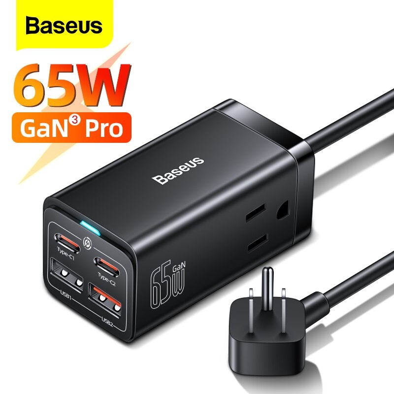 Baseus หัวชาร์จเร็ว GaN Pro 65W Desktop Fast Charge 4in1 อะแดปเตอร์ ...