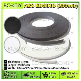 Ecodiy 200mtr ABS ขอบไม้ Sisi Papan เคลือบเงา (20 มม. 22 มม. 29 มม. 36 มม. 45 มม. 54 มม.) (สีขาว ดํา สูง)