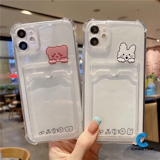 เคสโทรศัพท์มือถือแบบนิ่ม Tpu ใส กันกระแทก พร้อมช่องใส่บัตร ลายการ์ตูนหมีน่ารัก สําหรับ Vivo Y12 Y12S Y15 Y17 Y20S Y21S Y20 Y20A Y20G Y12I Y30G Y12A Y11S Y11 Y20S Y21 2021 Y33S