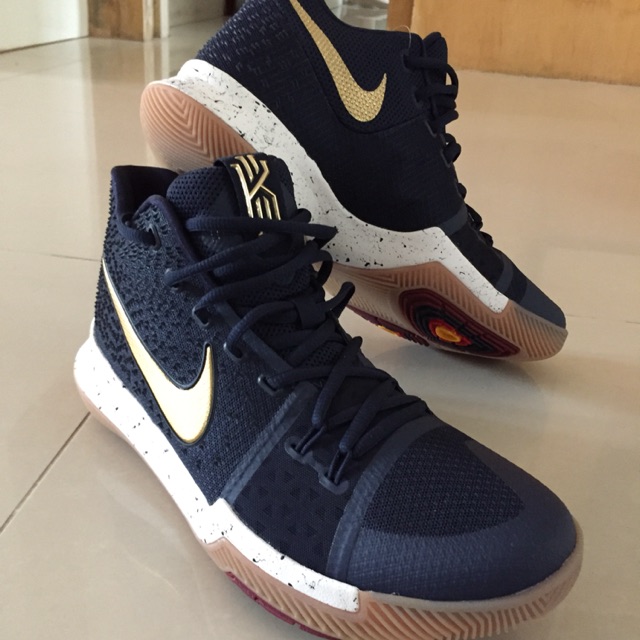 Kyrie 3 sale navy and gold