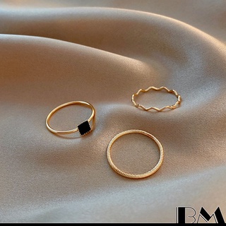 ชุดแหวนเพทาย หรูหรา สีดํา สไตล์เกาหลี เครื่องประดับ ของขวัญแต่งงาน 3 ชิ้น ต่อชุด