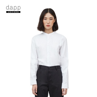 dapp Uniform เสื้อเชิ้ต คอจีน ผู้หญิง แขนยาว Womnes long sleeve white oxford chinese collar shirt สีขาว (TBLW1005)