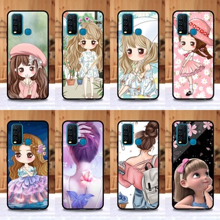 เคส Vivo Y30 / Y50 ใช้เคสเดียวกัน ลายการ์ตูนผู้หญิง ขอบนิ่มหลังแข็ง เคสมือถือ เคสโทรศัพท์ Case เคส TPU ขอบนิ่มหลังแข็ง