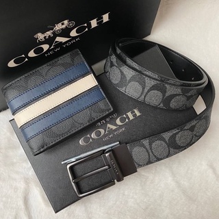 COACH Leather Belt &amp; Wallet Set เซตสุดคุ้ม