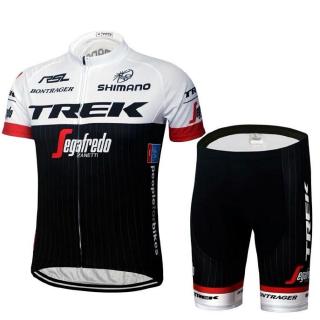 Lee Bicycle ชุดสั้นปั่นจักรยานลายทีมยี่ห้อ: TREK กางเกงเป้าเจลสีฟ้าสำหรับนักปั่นทั้งชายและหญิง (S-15)