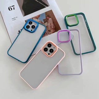 ไอโฟน เคสหลังใส ปุ่มเงา6สีใหม่ สำหรับรุ่น CASE i7 i8 se2020 7plus 8plus11 12 12pro 12promax 13 13promax 13pro