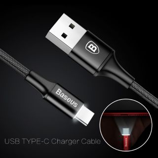 [พร้อมส่ง] สายชาร์จ Baseus USB Type C Cable LED For Samsung S8 Note8 Huawei Xiaomi Mi5 Redmi 4X Mobile Phone Cable 2A