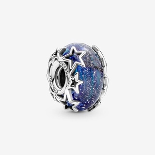 Galaxy Blue &amp; Star Murano Charm