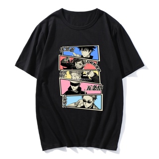 เสื้อยืดผ้าฝ้ายพิมพ์ลายขายดี เสื้อยืดแขนสั้นลําลอง มีฮู้ด ทรงหลวม พิมพ์ลายอนิเมะ Jujutsu Kaisen แฟชั่นฤดูใบไม้ผลิ และฤดู