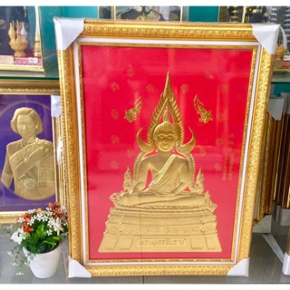 กรอบรูปภาพนูนทอง พระพุทธชินราช 🎁กรอบที่ระลึก#กรอบมงคล#กรอบบูชา