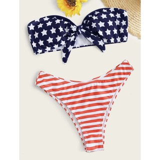 Alissshop ชุดว่ายน้ำ Bikini American flag พร้อมส่ง