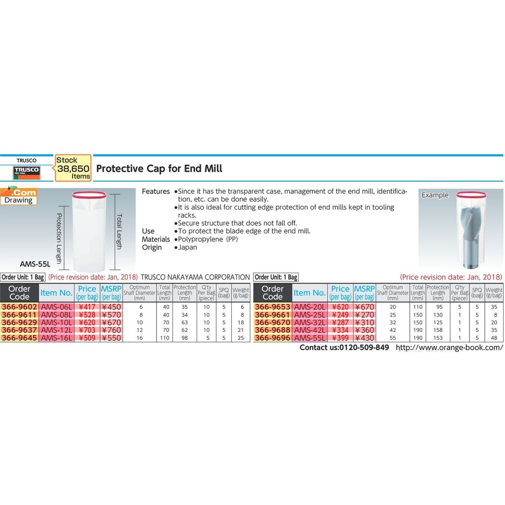 trusco-ams-06l-366-9602-safety-cap-for-endmill-กล่องเก็บดอกเอ็นมิลล์