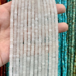 หยกขาว White Jade ทรงกระบอกสั้น 2*4 mm เส้นยาว เกรด A