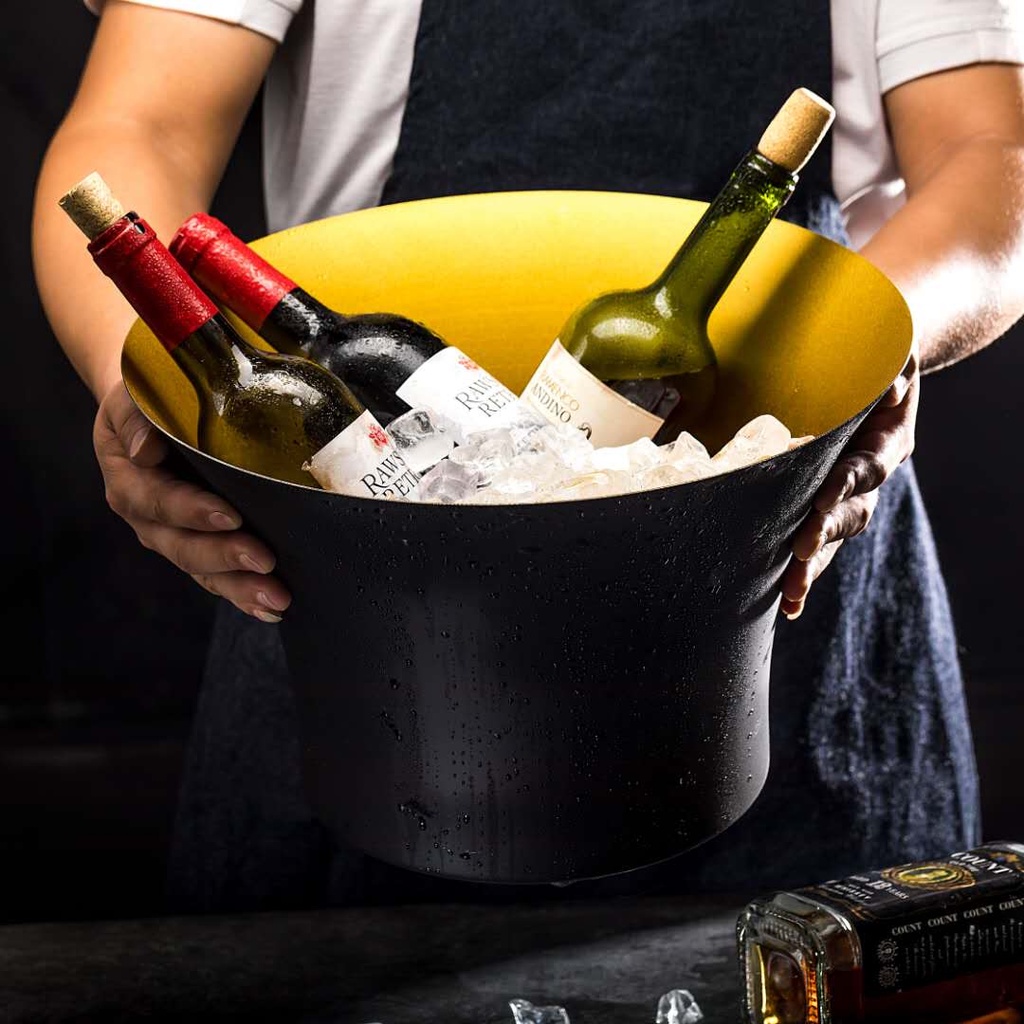 Stainless Steel Ice Bucket Champagne Wine Bucket Portable Ice Chiller