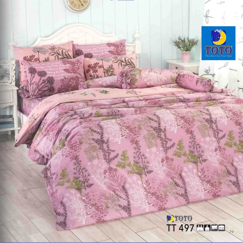 ชุดผ้าปู-ผ้าปูที่นอน-ไม่รวมนวม-toto-ลายดอกไม้-ดอกไม้-สีชมพู-ชมพู-สก็อต-สก๊อต-ลายเสือ
