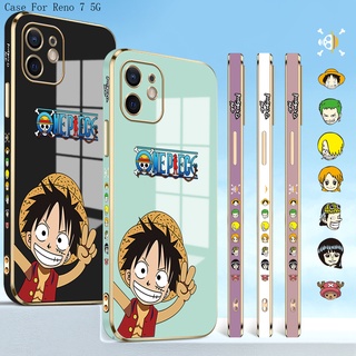 OPPO Reno 7 8 8T 8Z 7Z Pro 4G 5G เคสออปโป้ สำหรับ Electroplating TPU Case Cartoon Happy Luffy TPU เคส เคสโทรศัพท์ เคสมือถือ