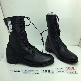 รองเท้าคอมแบท Combat shoes หนังสีดำ สภาพดี ทรงสวย มือสอง คัดเกรด ของนอก เกาหลี