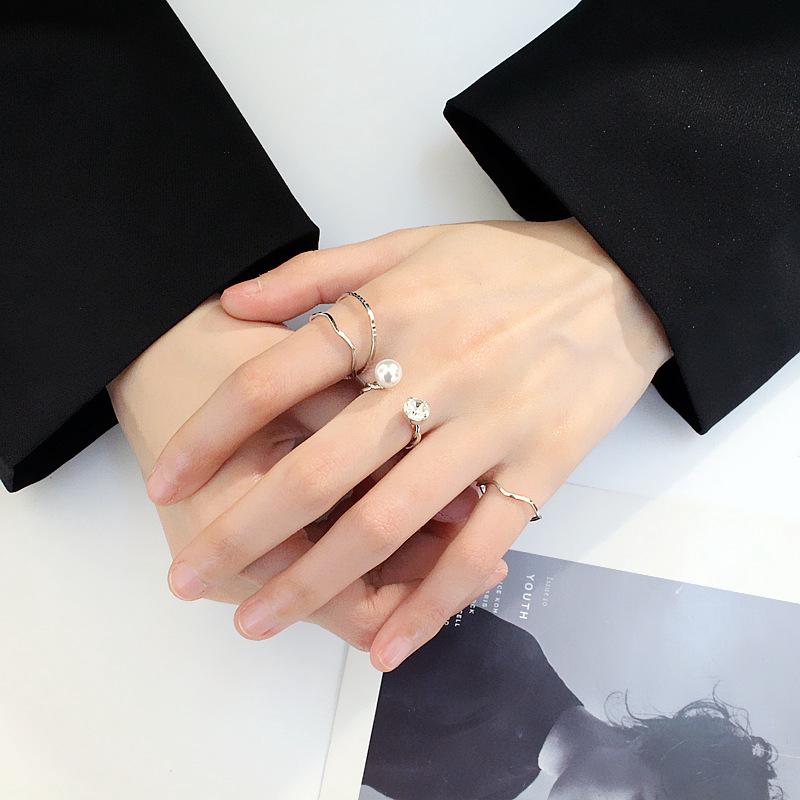 ชุดแหวน ประดับเพชร สไตล์เกาหลี สําหรับผู้หญิง 4 ชิ้น