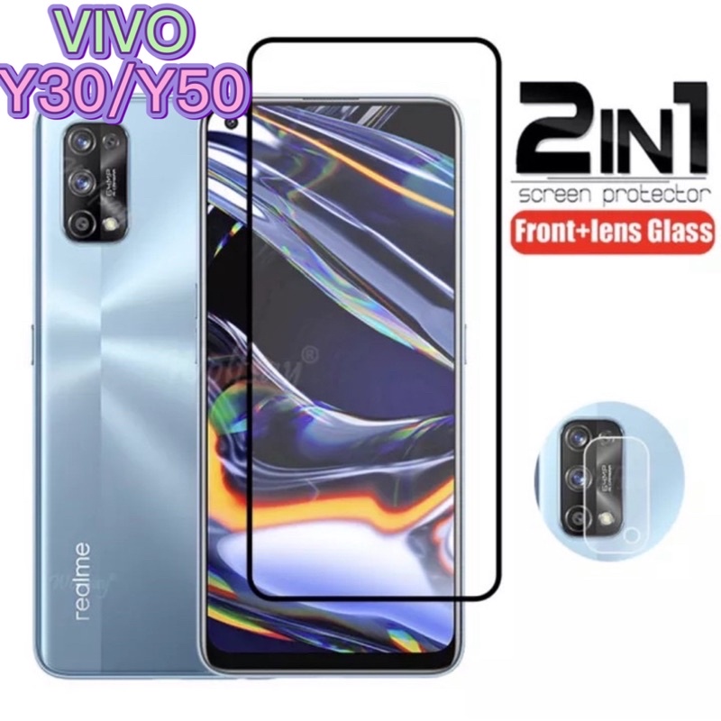 2in1-vivo-y30-y50ฟิล์มเลนส์กล้อง-ฟิล์มกระจกเต็มจอขอบดำ-ฟิล์มกันกระแท