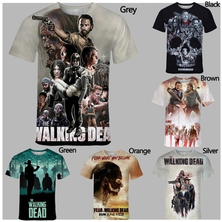 The new fashion walking dead mens 3D-printed casual short-sleeved T-shirt