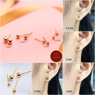 ต่างหูหมุดทอง หมุดเงิน ต่างหูมินิมอล 👑 รุ่นขนาด2.5mm-5mm 1คู่  CN Jewelry earing ตุ้มหู ต่างหูแฟชั่น ต่างหูเกาหลี