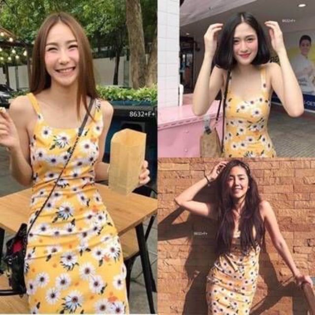 minidress-มินิเดรสสายเดี่ยวผ้าสกูบ้าพิมพ์ลายดอกไม้