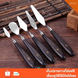 ACT❖5pcs Stainless Steel Spatula Palette Knife Painting Mixing Scraper Set