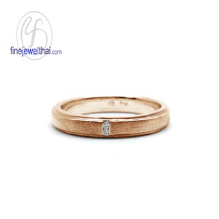 Finejewelthai แหวนเพชร-เพชร-แหวนทอง-แหวนหมั้น-แหวนแต่งงาน-Diamond CZ-Wedding Ring-Silver-Pink Gold - R30145cz-pg