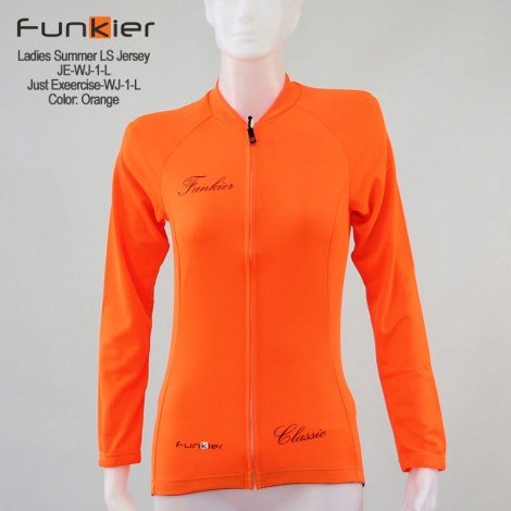 เสื้อจักรยานแขนยาวผู้หญิง-funkier-just-exercise-ส้ม