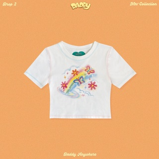 DADDY | Rainbow Dreamer CropTop เสื้อครอปสีขาว ลายรุ้งกินน้ำ แสนน่ารัก