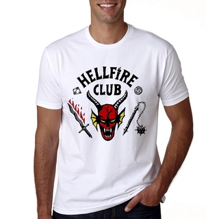 【hot sale】เสื้อยืดแขนสั้นลําลอง พิมพ์ลายกราฟฟิค Stranger Things Season 4 Hellfire Club ขนาดใหญ่ แฟชั่นฤดูร้อน สําหรับผู้