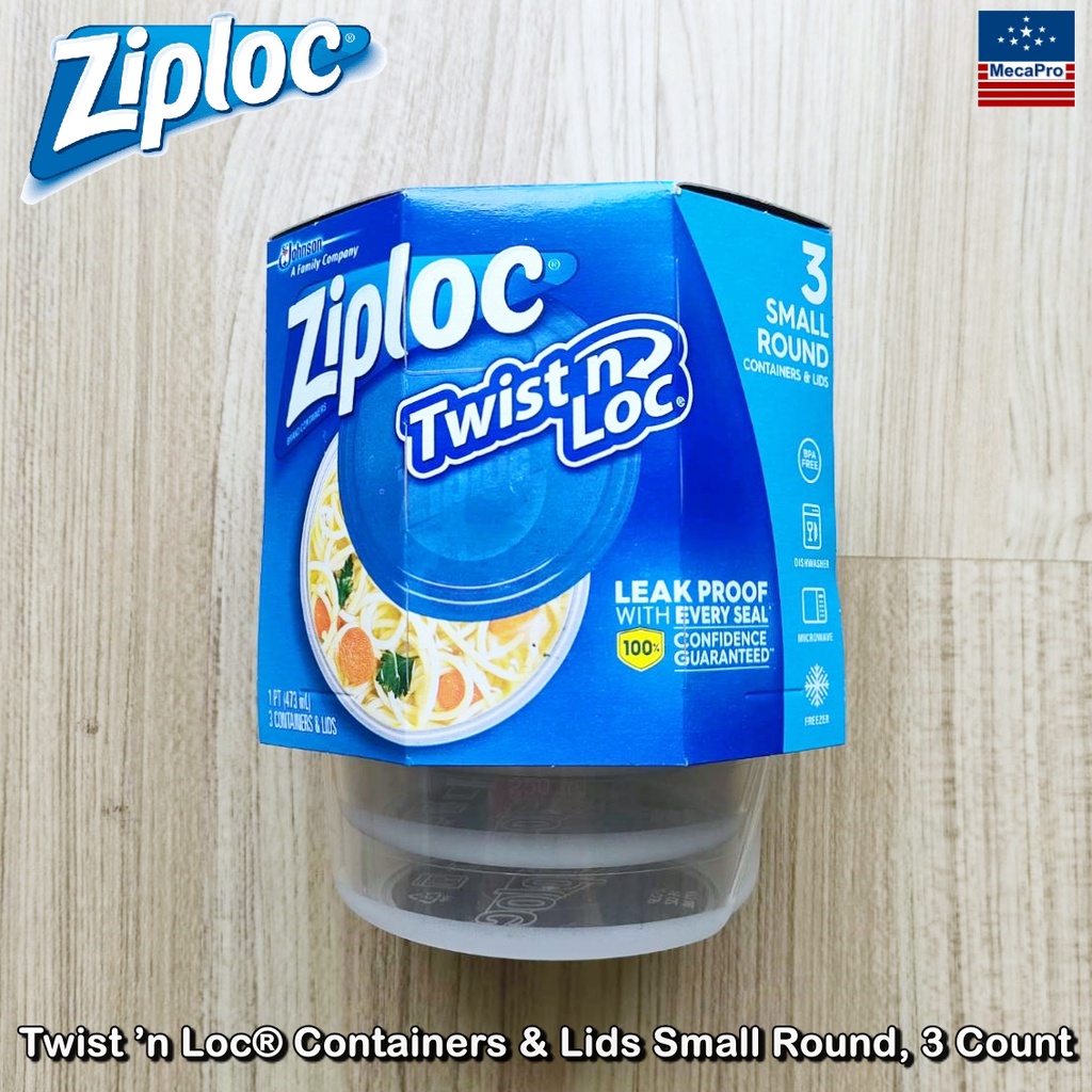 Ziploc® Twist ’n Loc® Containers & Lids Small Round, 3 Count กล่อง